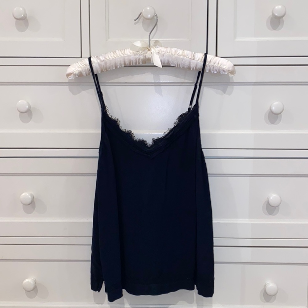 Black lace trim cami tank top!